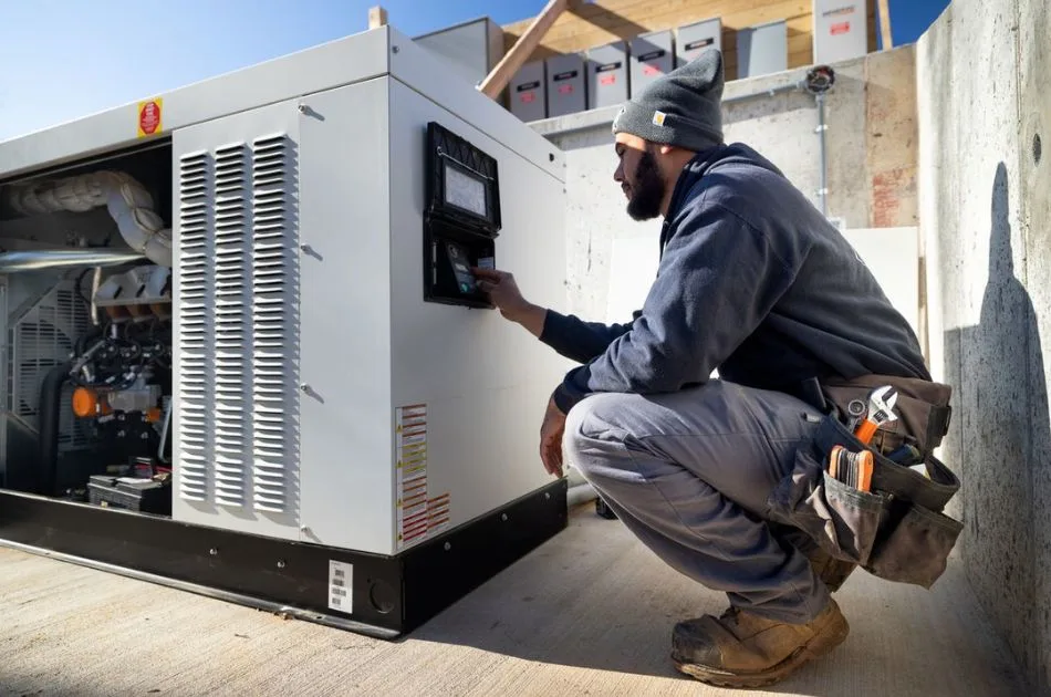 emergency electrician repairing a generator