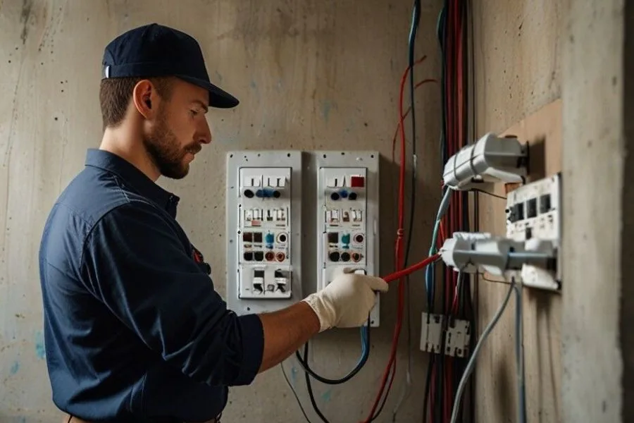 emergency electrician checking the faulty wire in gerrards cross
