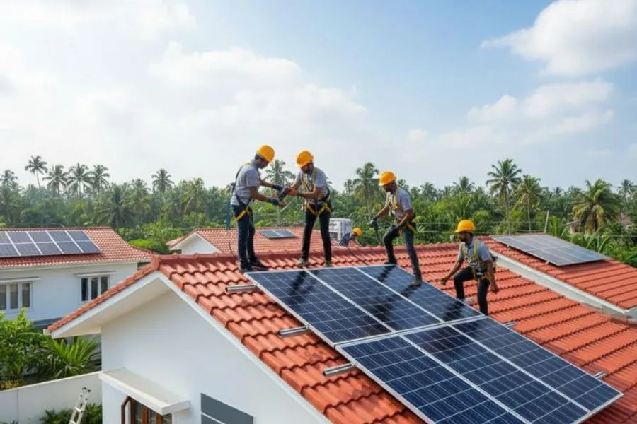 electrician installing a solar system in guildford