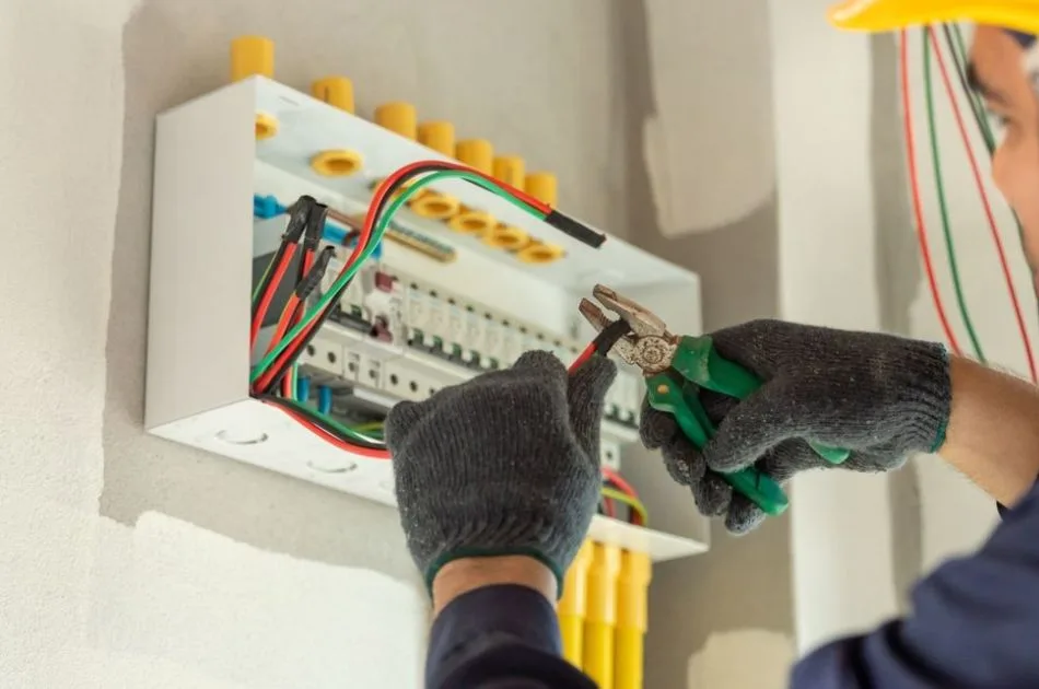 expert electrical contractors repair a circuit box