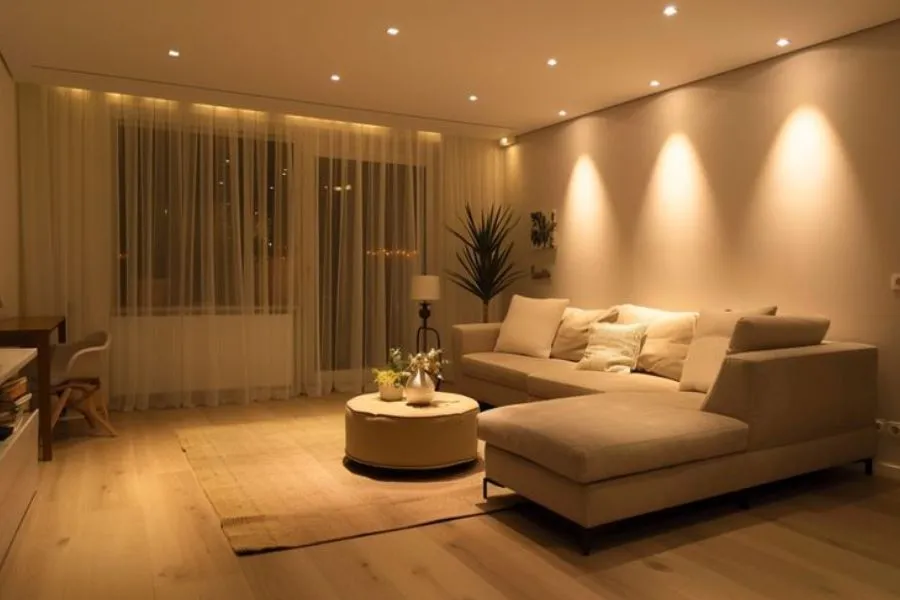 electrical contractors arrange the dim lights for new house