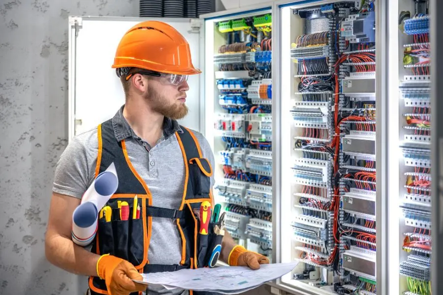 emergency electrician in london checking the electrical panel